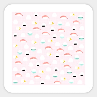 Cute Rice Balls Print on Pink Background Sticker